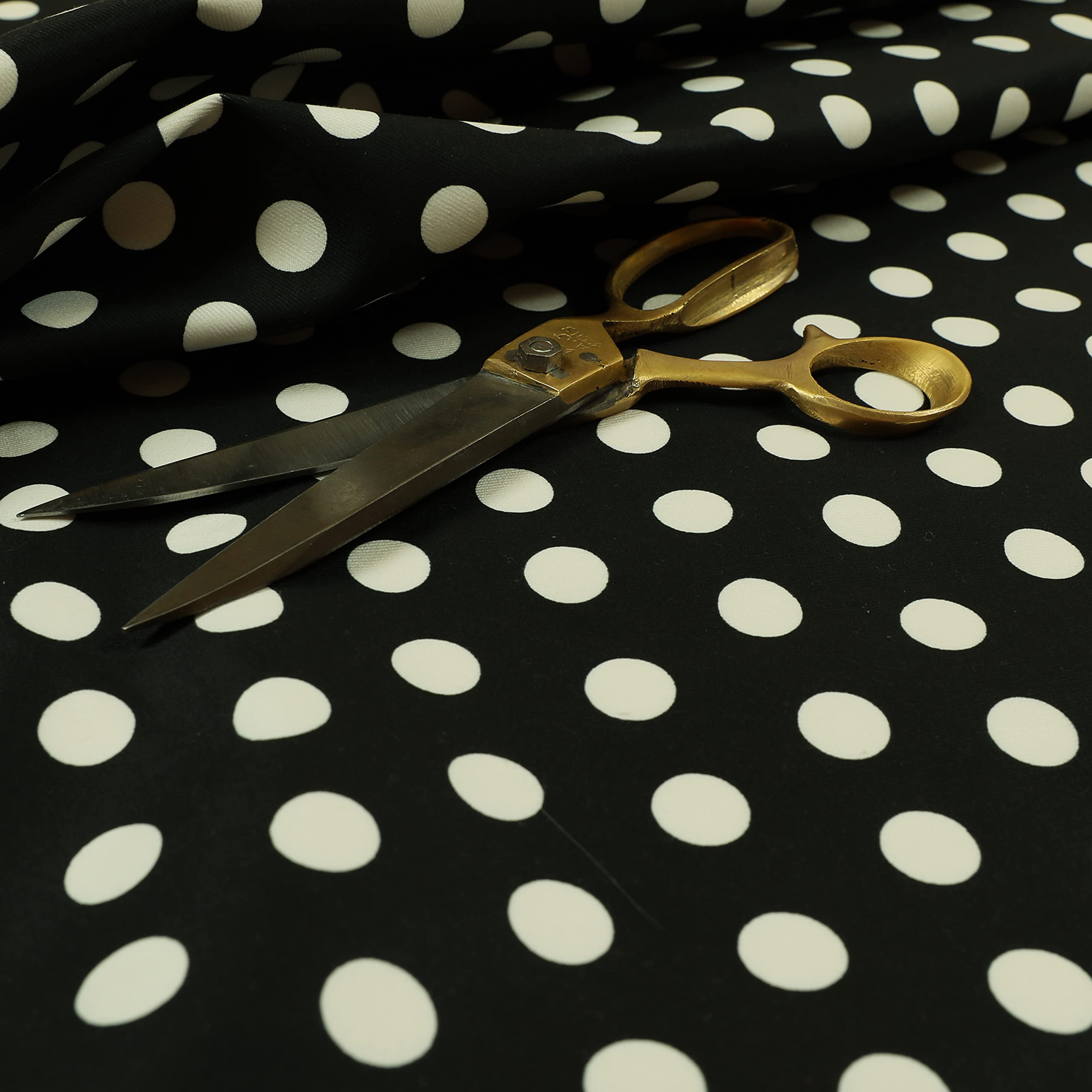 Redbrick Mill Fabrics Flame Retardant Black White Spotted Pattern Printed Velour Velvet Upholstery Curtain Fabrics (Per Metre) โ image 1
