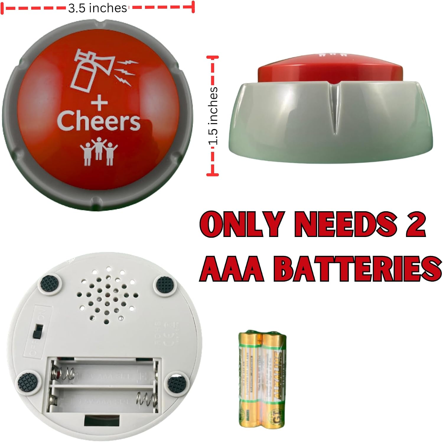 Trebisky Air Horn Sound Button, Applause & Cheers DJ Party Sound Maker | Dance party funny easy button, noise maker buzzer for office, applause and cheering sounds for parties, DJ and celebrations