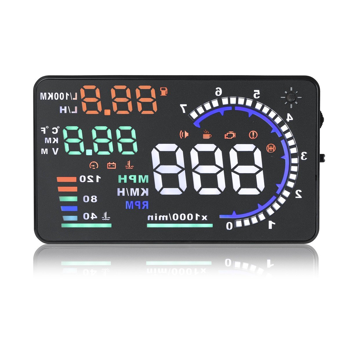 OBD2 HUD Auto Head Up Anzeige A8 HUD Digitale Geschwindigkeitsmesser Windschutzscheibe Geschwindigkeitsprojektor Anzeige mit Beschleunigung Wassertemperatur RPM Alarm