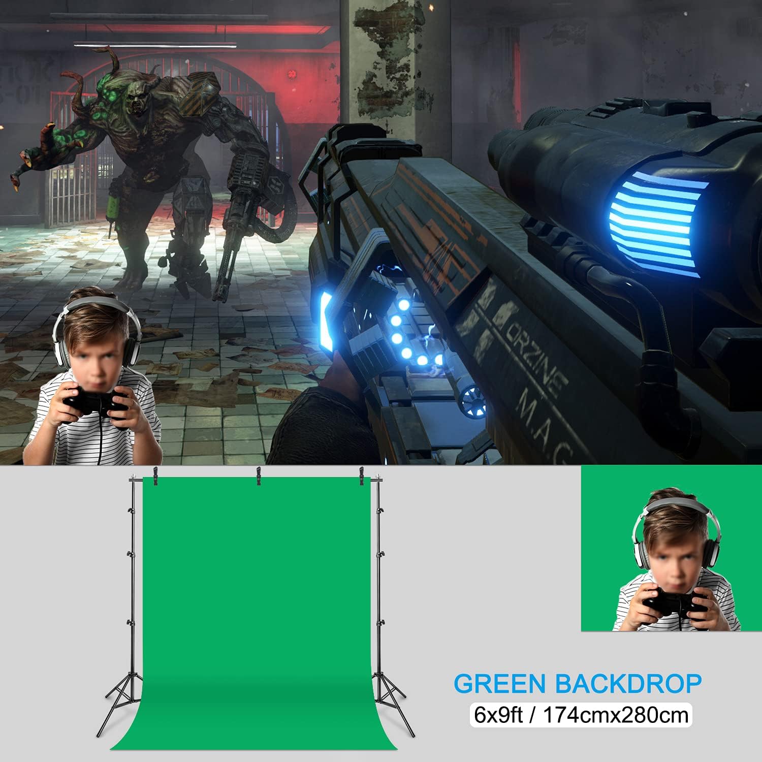 Onе-Dау Sаlе: Uр tо 60% оƒƒ Yesker Photography Lighting Umbrella Kit, 6x9ft Green Screen Kit Backdrop Continuous Lighting Umbrella, 8.5x10ft Background Support System for Studio Photo Portrait Video Streaming