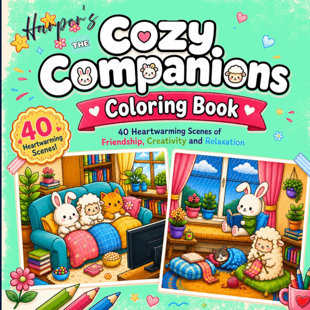 The Cozy Companions Coloring Book: 40 Heart warming scenes of Friendship, Creativity & Relaxation