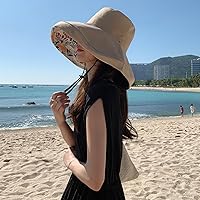 Vista 56 de Sombrero de sol de ala súper ancha para mujer, de algodón, plegable, reversible, con borde con cable, protección UV, verano, playa, viajes, jardín