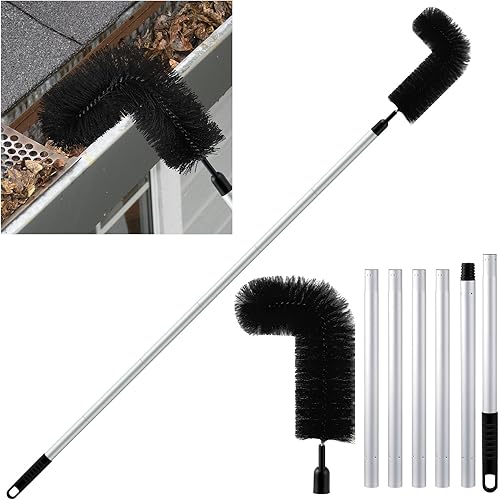 Layhit Cepillo de limpieza de canalones, herramienta de limpieza extensible con 6 piezas de barra de extensión de aluminio, herramientas de limpieza disponible en Yaxa Peru