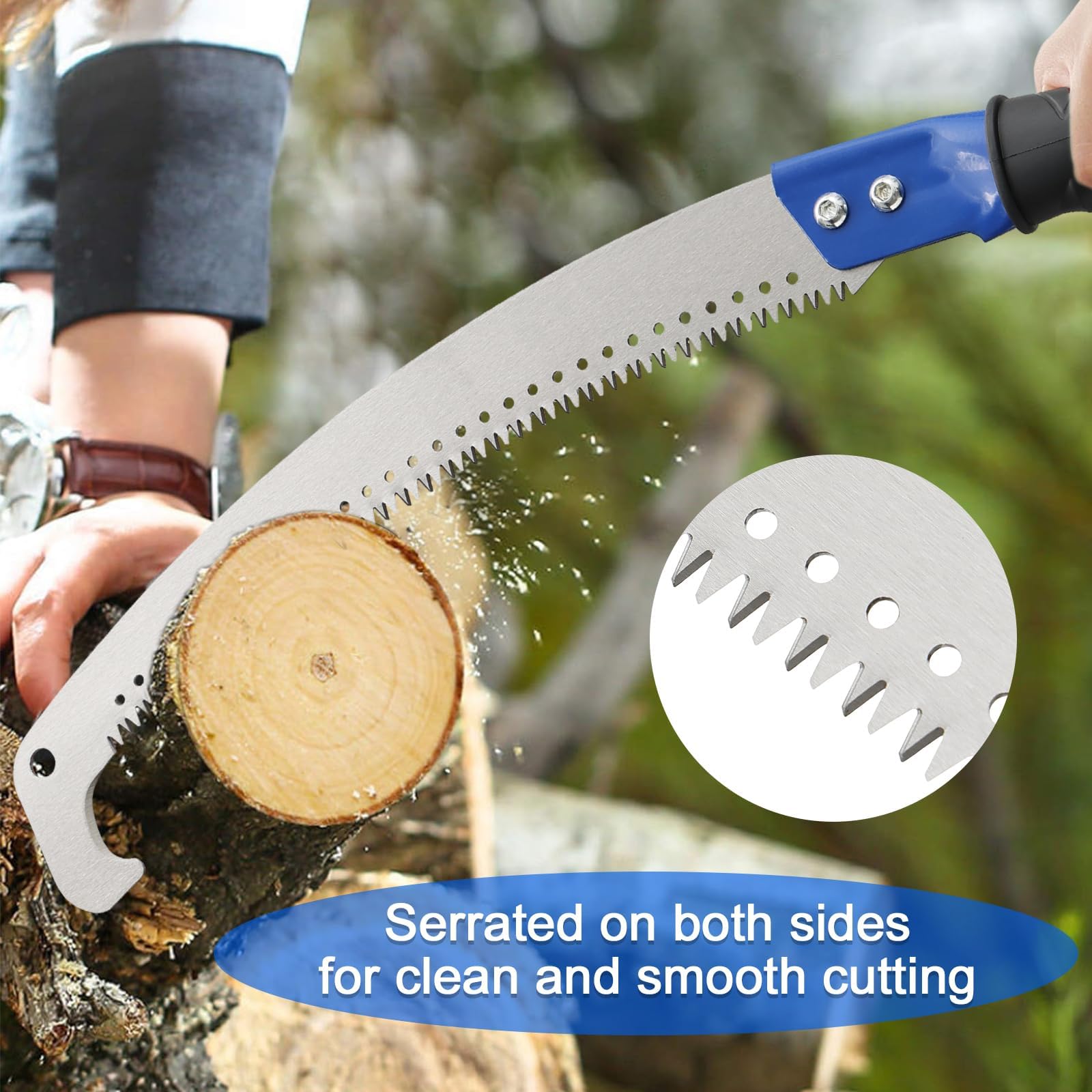 Harrms Pruning Saw Blue, Long Reach Tree Cutter with Razor Blade 10 FT - Image 2