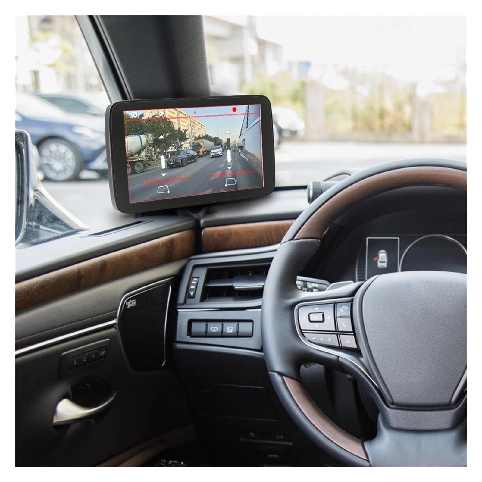 Kit Caméra Recul Moniteur Rétroviseur Latéral Numérique, Caméra Recul Latérale, Système Pro avec Caméra 1080P 60FPS DVR AI BSD, Alarme, Écran Tactile IPS 5.5 Pouces