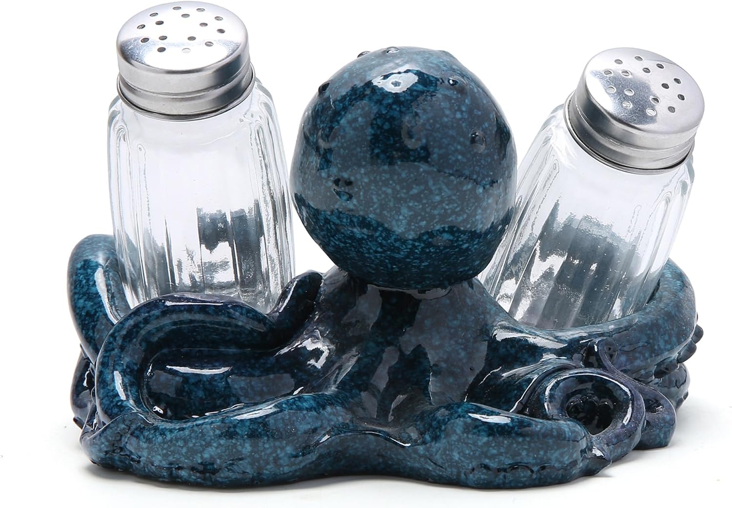 Hodao Octopus Salt and Pepper Shaker Set with Holder, Beach Kitchen Decor image 3