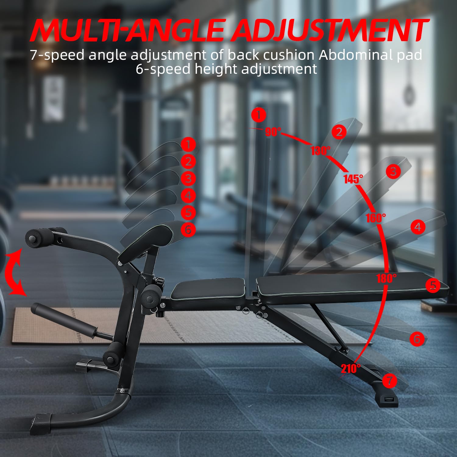 Houbos Adjustable Weight Bench for Full Body Workout –Adjustable dumbbell bench Adjustable Strength Training Bench Roman Chair Adjustable Ab Sit up Bench Decline Bench Flat Bench Workout benches for home