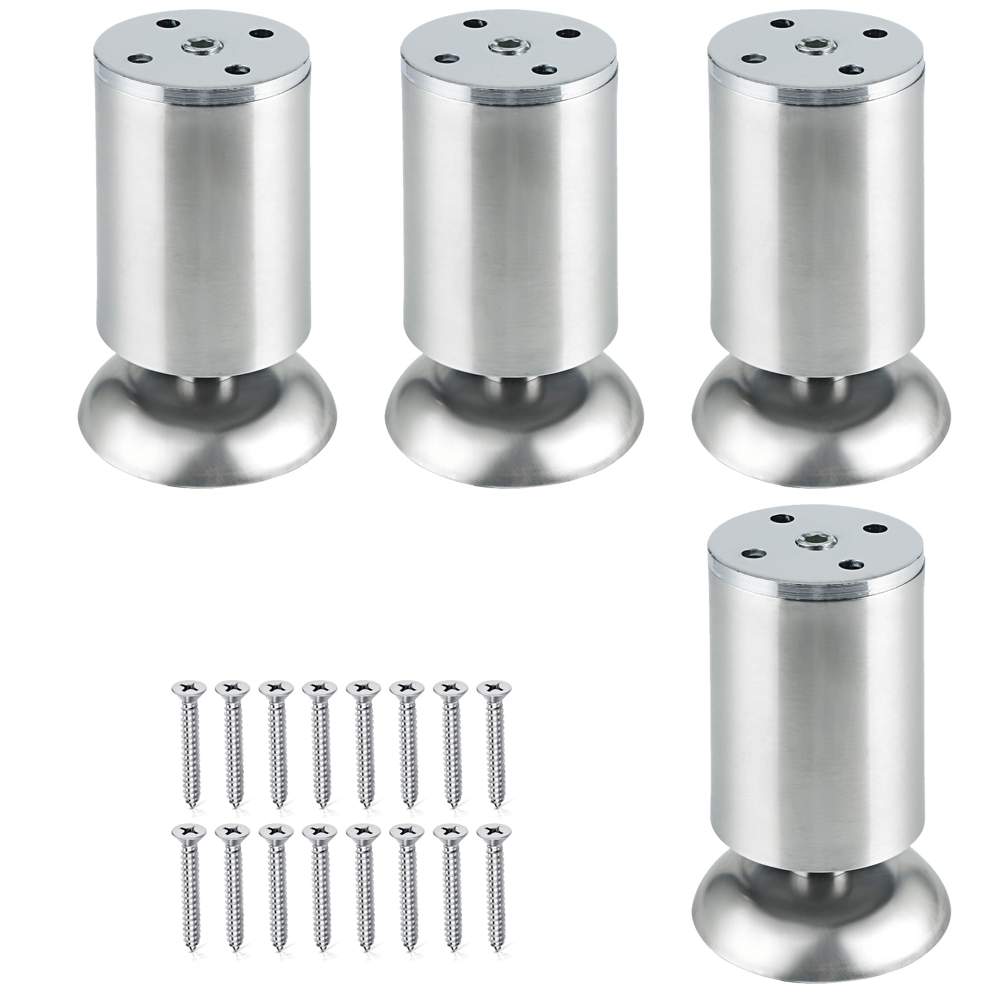 Mooche 4Pcs Brushed Furniture Legs, Adjustable Bed Support Legs, Heavy Duty Furniture Feet Stainless Steel, Cabinet Legs for Cabinet Sofa Bed Frame Replacement Parts 10-11CM