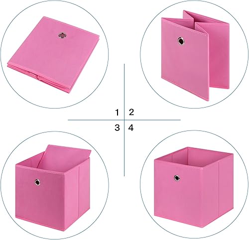 Miniatura 6 de DABEACT Contenedores de almacenamiento de tela, cubos de almacenamiento de tela de 11 pulgadas, cubos de almacenamiento plegables con asas dobles
