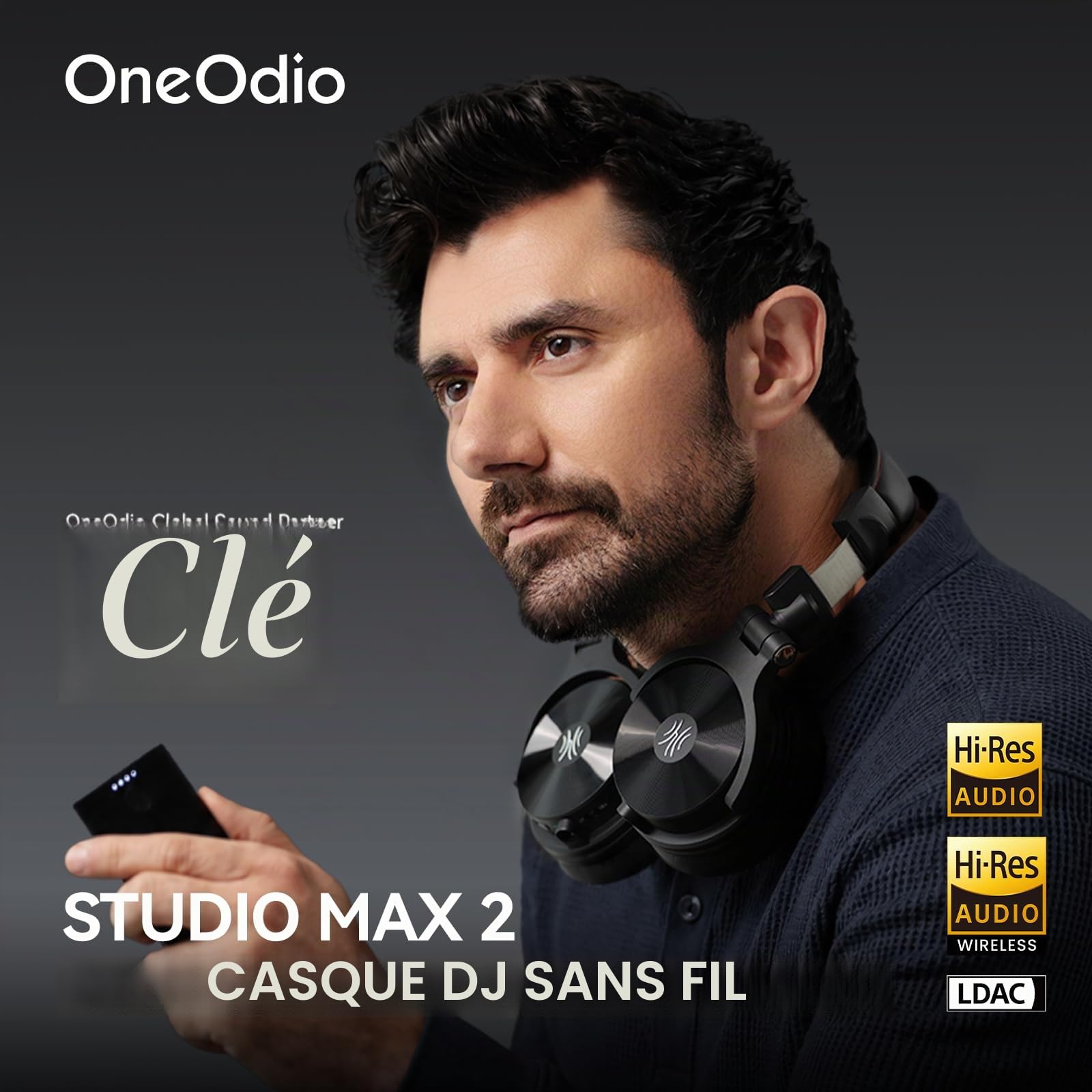 OneOdio Studio Max 2 Casque DJ sans Fil, Latence 9ms, Casque Monitoring Pro Circum-Auriculaire, Hi-Res LDAC, 120H, 4 Modes 2.4G/Bluetooth/Filaire pour Studio/Mixage/Clavier