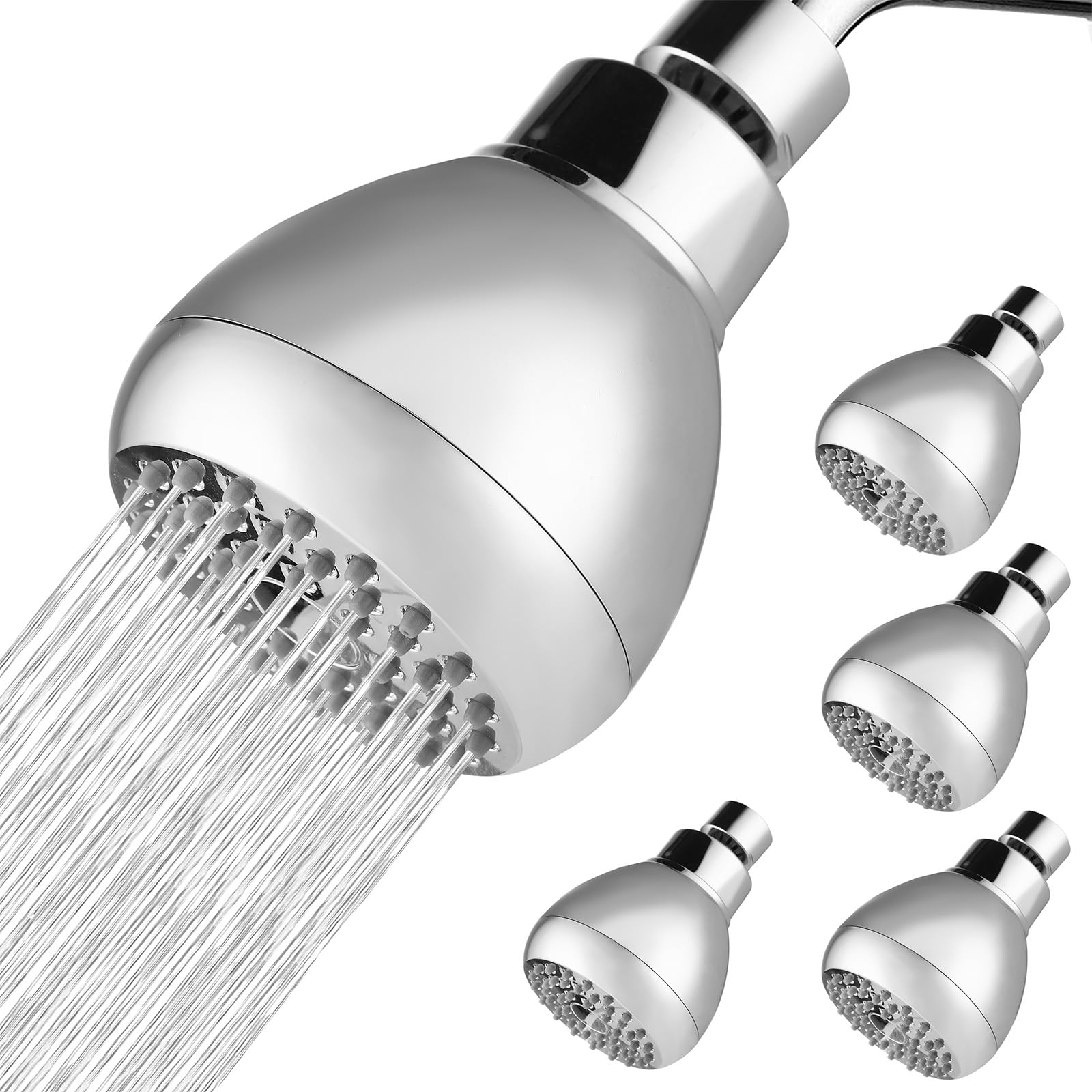 Lot de 5 pommeaux de douche haute pression chromés universels