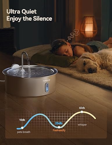 Miniatura 5 de FEELNEEDY Fuente de agua para perros de acero inoxidable de 7 L1.8 galones, para perros grandes, gatos, múltiples mascotas, ultra silenciosa con