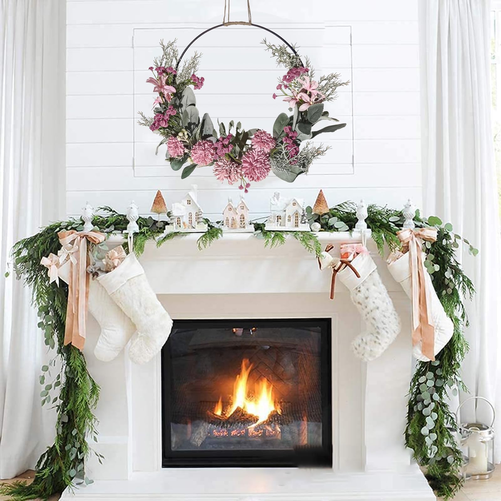 Ghirlanda Pasquale, Primaverile per Porta d'Ingresso, Fiori Artificiali, Decorativa per Pareti, Feste, Finestre, Matrimoni, Interni ed Esterni