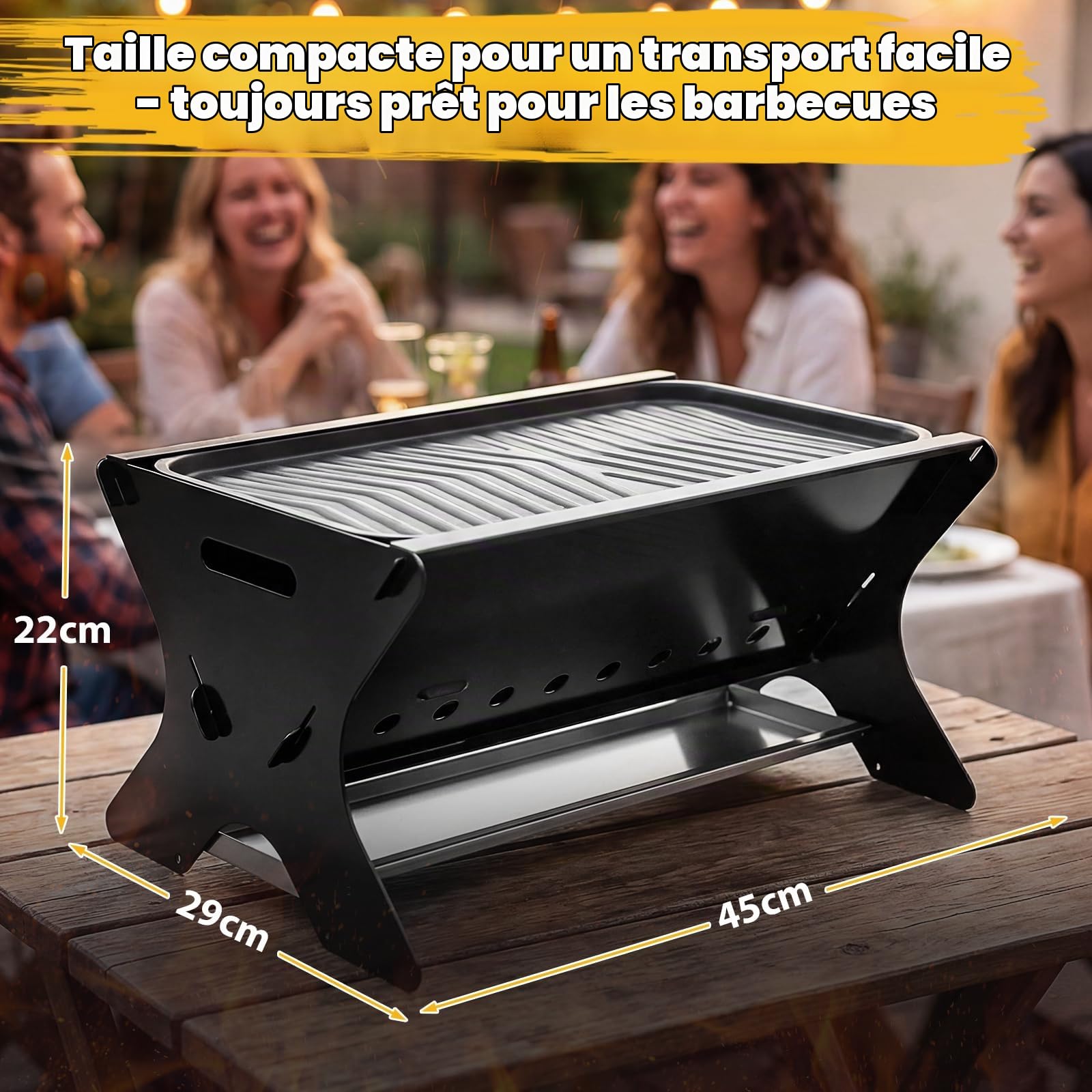 GFTIME Barbecue à gaz portable avec système d'emboîtement, fonctionne au gaz et au charbon de bois - Avec plaque de cuisson en fonte, sac de transport, barbecue à gaz mobile, parfait pour le camping
