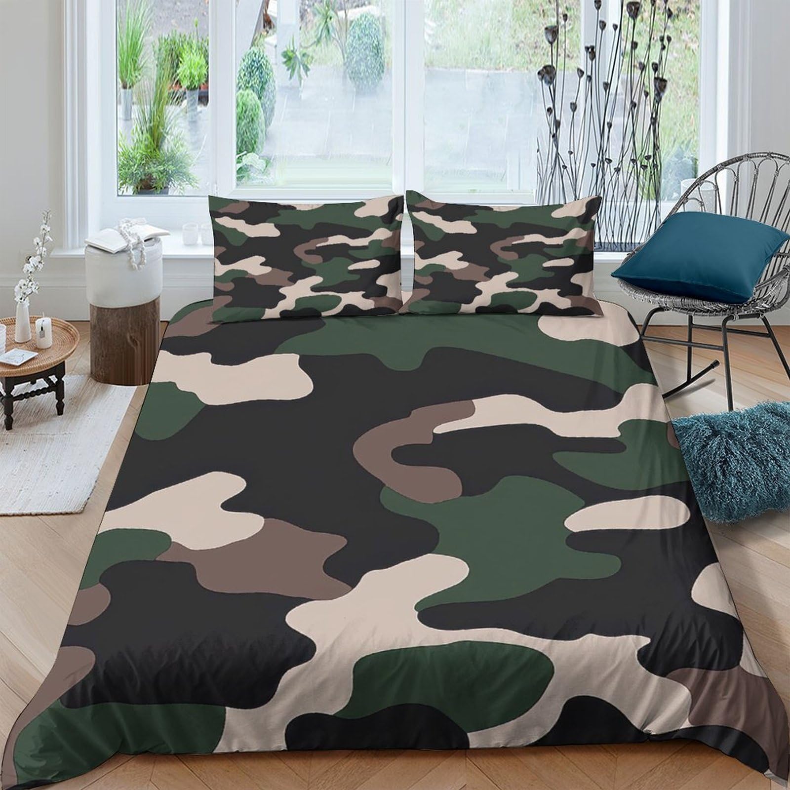 Ctjqhvkz Style-8 3D Printed Camouflage Green Fitted Sheet Microfiber Soft Breathable Army Pattern Mattress Cover For Bedroom Dorm Mattress Protection Decor Single（135X200cm）