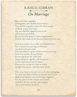 Kahlil Gibran On Marriage Poem 18x24 Unframed Print – Wedding Vows Wall Art Romantic Quote Decor Boho Literary Gift for Couples Rustic Home Poster Anniversary Bridal Shower Reading Parchment Style