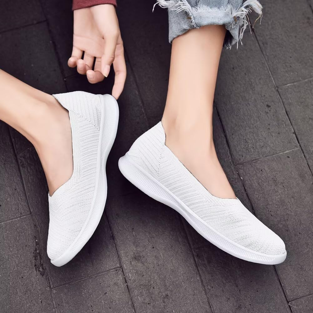konhill Women's Ballet Flats Loafers Elegant Casual Flat Shoes Comfortable Soft Knitted Fabric Lightweight Slip On Walking Shoes - Image 2