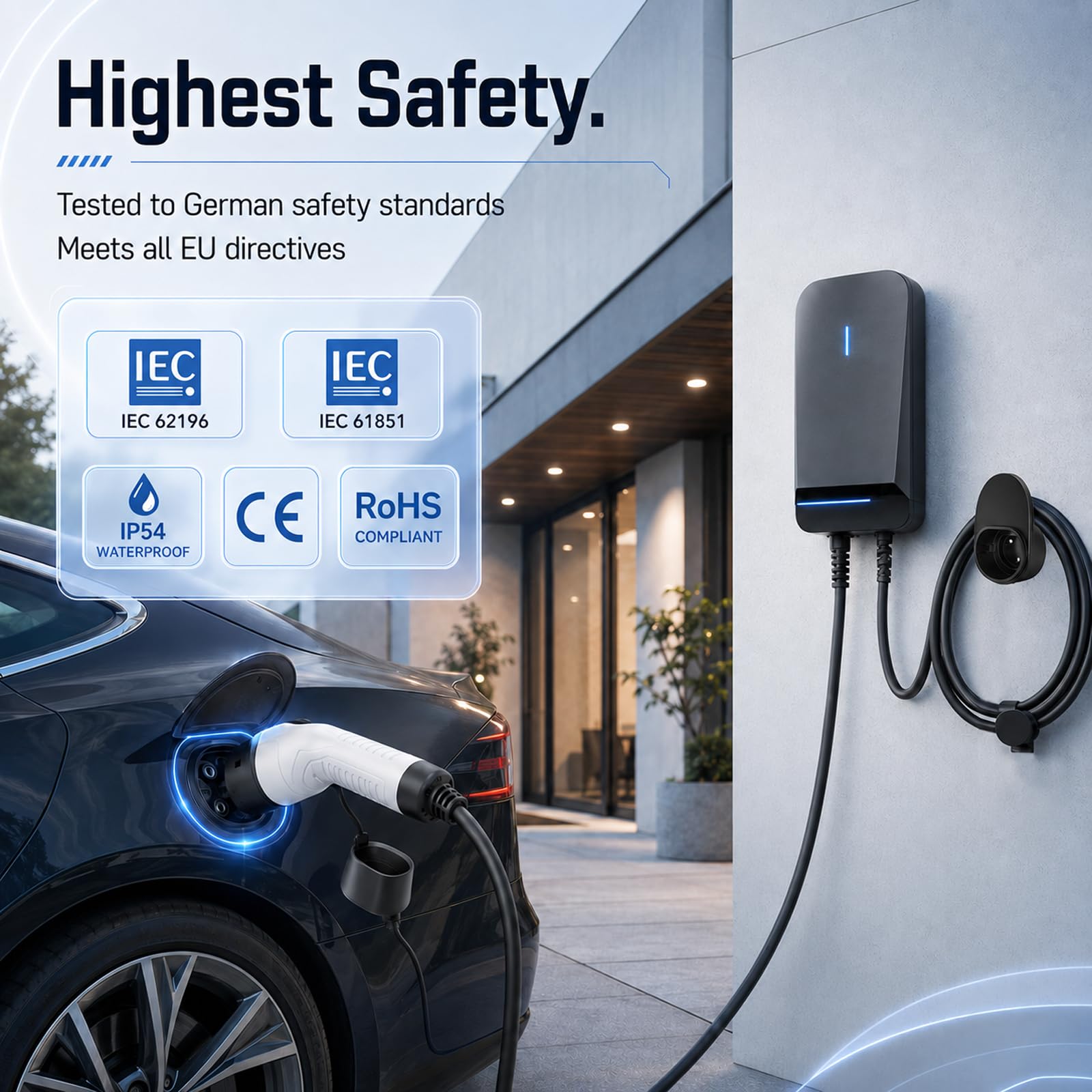 Cavo di ricarica tipo 2, 11 kW, 10 m, estremità aperta per auto elettriche e ibride, cavo di ricambio 3 fasi, 16 A, 10 m, per Wallbox e stazione di ricarica per EV PHEV tutte le auto elettriche