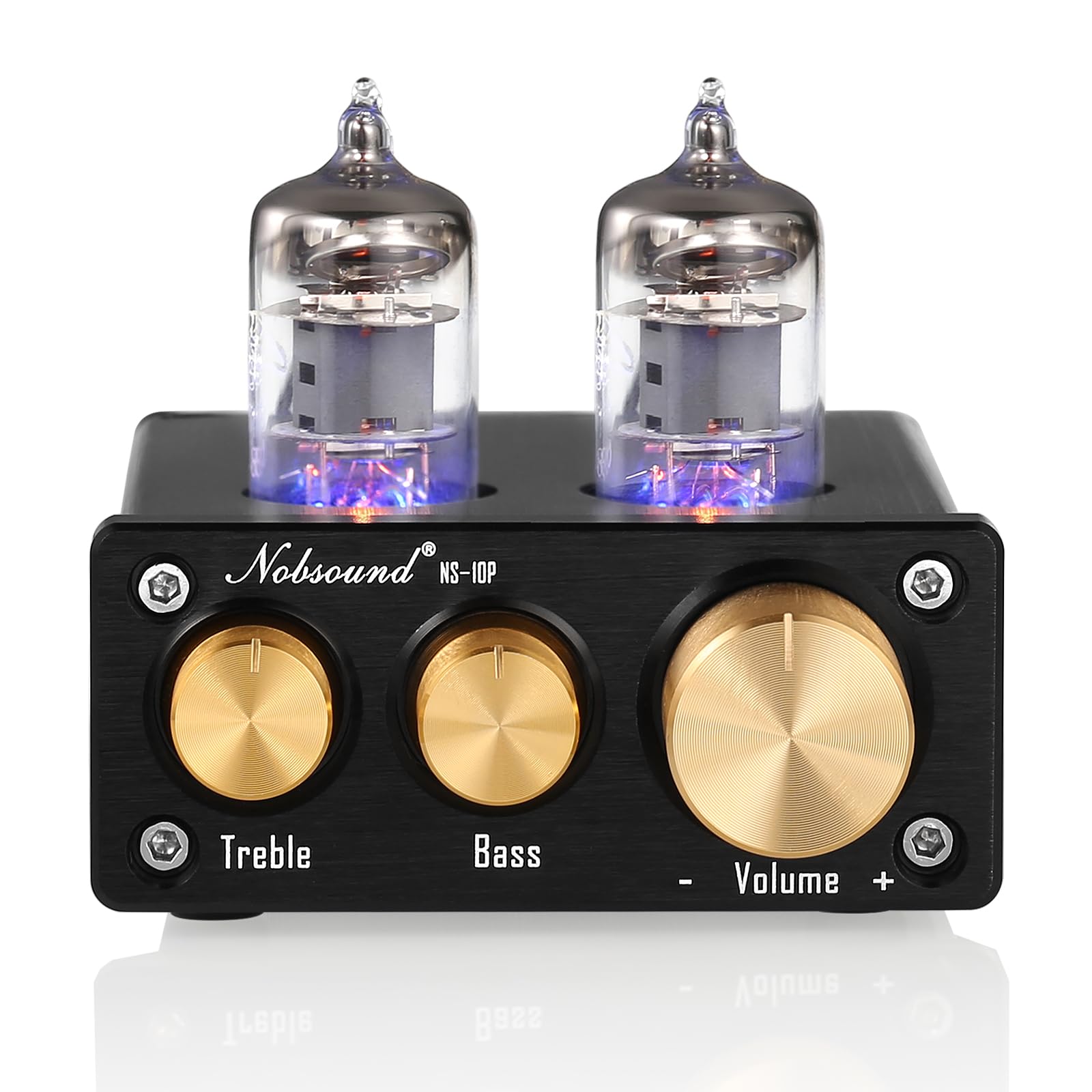 Nobsound NS-10P Mini Preamplificador Valve Tube Preamp Audio Hi-Fi Stereo con Regulador de Agudos Bass