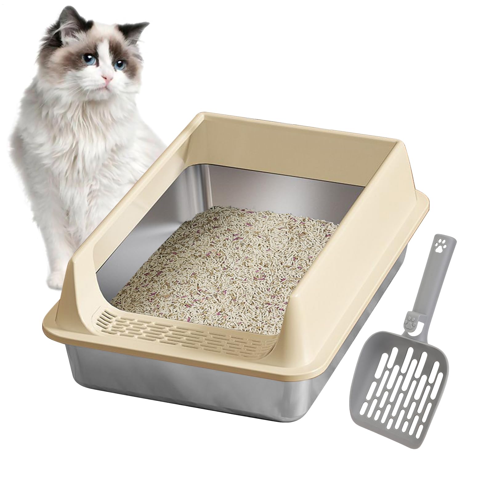 Bac à litière pour Chat Anti-Fuite Urine Antiadhésif Chat Nettoyage Facile