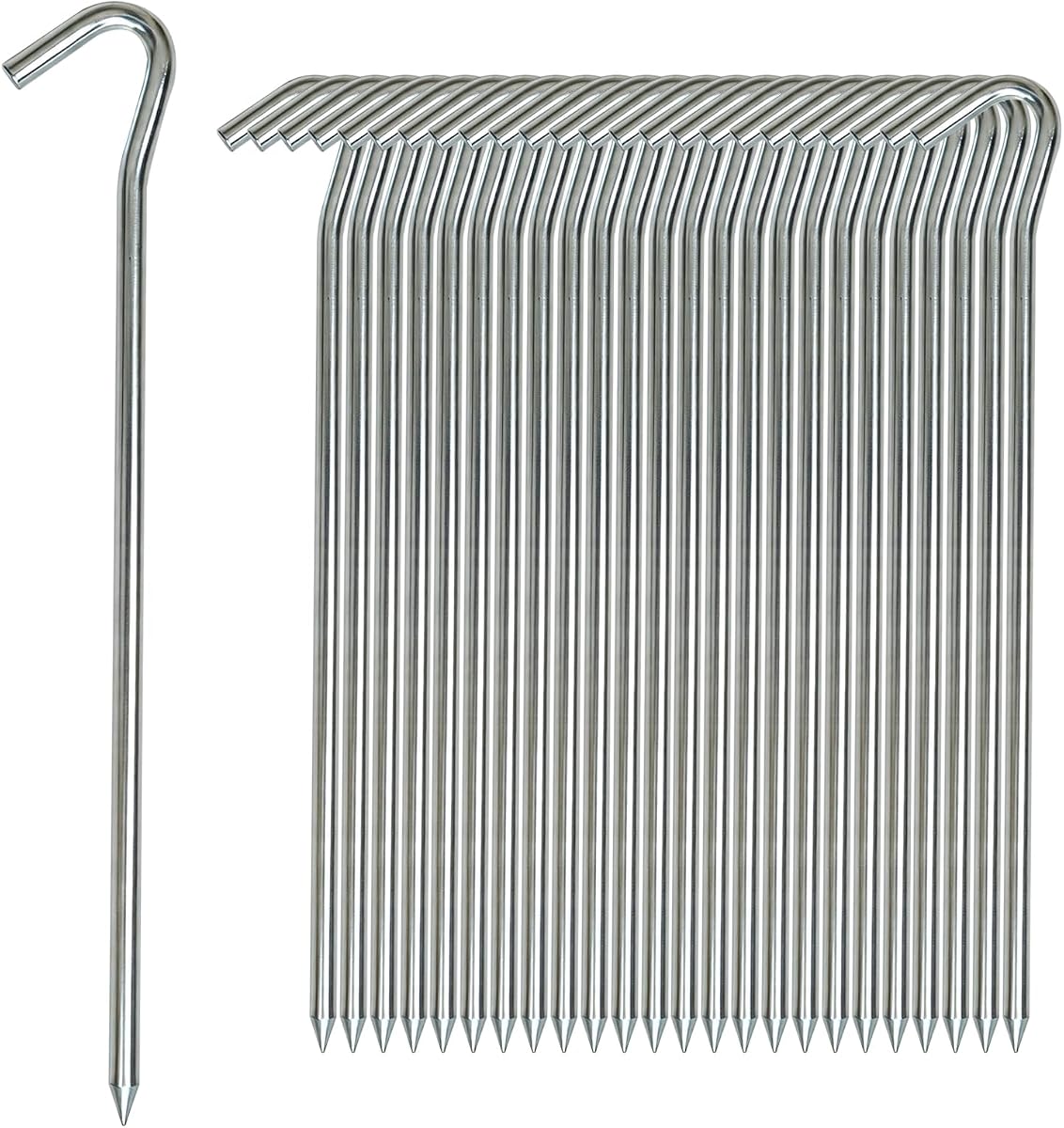Estacas de metal para tienda de campaña resistentes de 9 pulgadas, clavijas de jardín antioxidantes para acampar | Paquete de 25 estacas de acero galvanizado para el suelo, clavijas para cercas de jardín de calibre 6 para inflables, lonas, decoraciones navideñas al aire libre