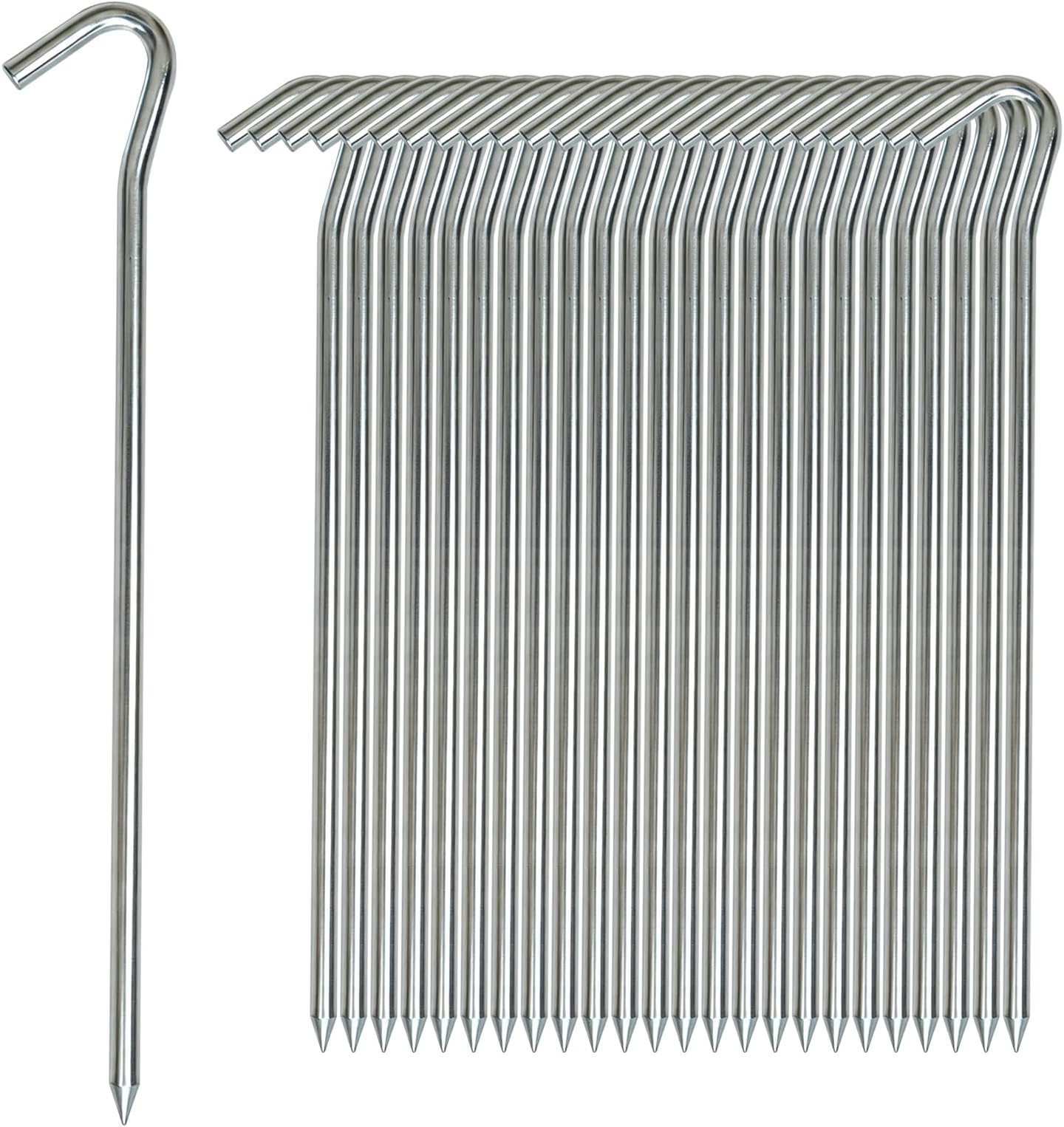 AAGUT Tent Stakes Heavy Duty Metal 9 Inch, 25 Pack Rust-Resistant Galvanized Steel Camping Stake Garden Edging Fence Hooks Yard Tent Pegs for Inflatable, Tarp, Outdoor Christmas Decorations