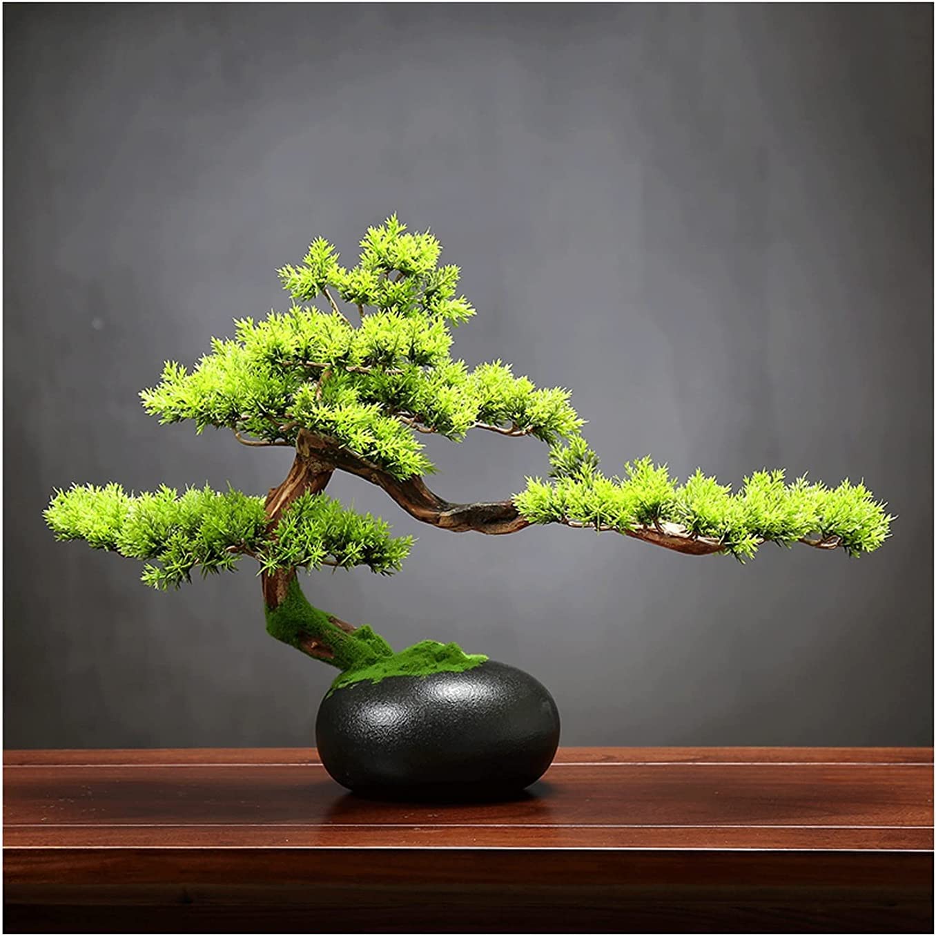 CAFIEDR Artificial Bonsai Tree 13 Inch Fake Plant Ceramic Potted Artificial Cedar Tree Home Office Desk Office Fake Plant Decoration.