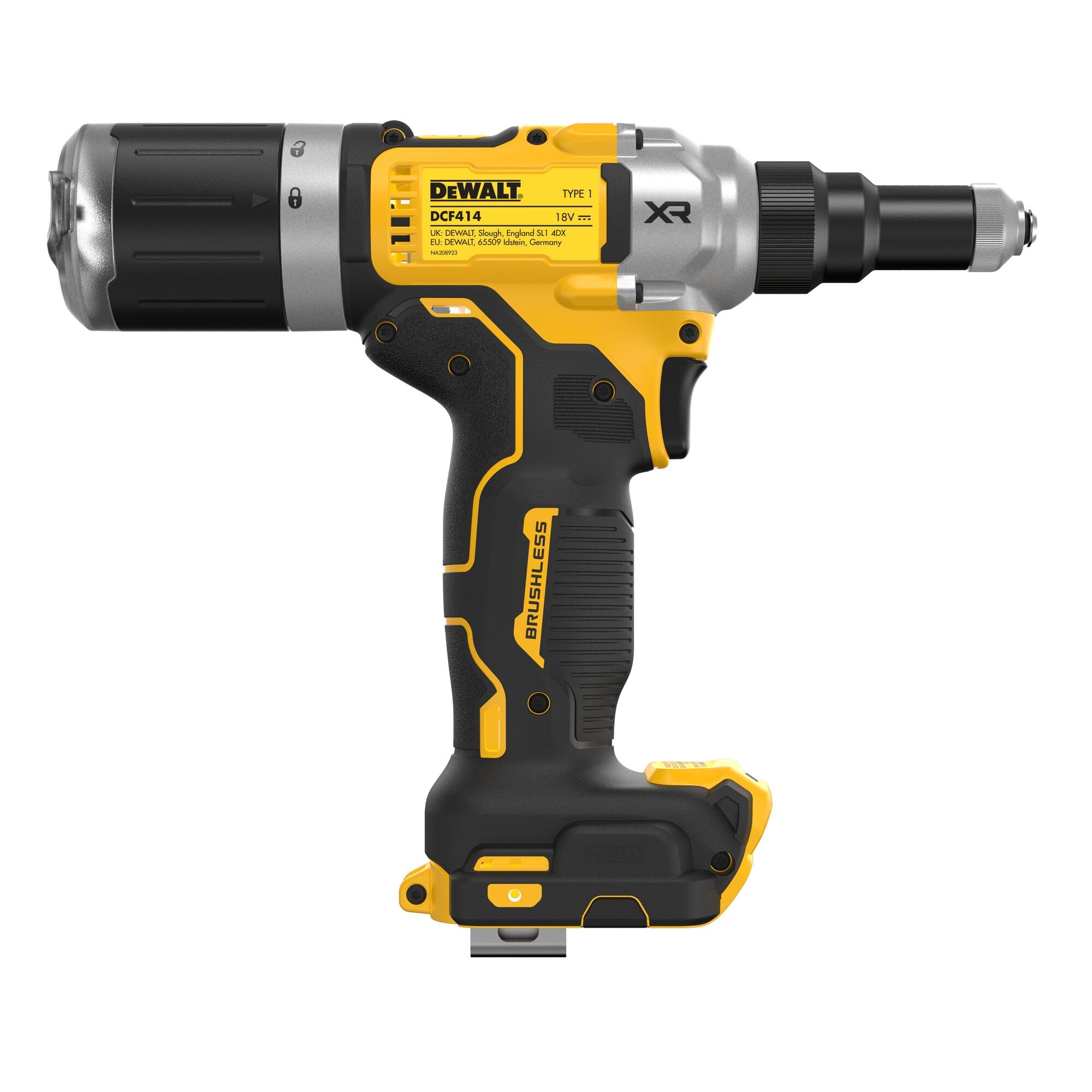 DeWALT Pistola a rivetto a batteria DCF414NT-XJ 18 V, rivettatrice cieca, rivettatrice da 4,8 a 6,4 mm, potenza di attuazione 20 kN