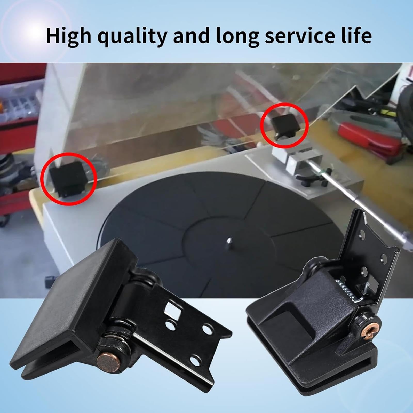 2 Stück Scharniere für Staubschutzhauben - Plattenspieler Zubehör, 4.3cm, Metall & Kunststoff - Passend für Verschiedene Vinyl-Schallplattenspieler