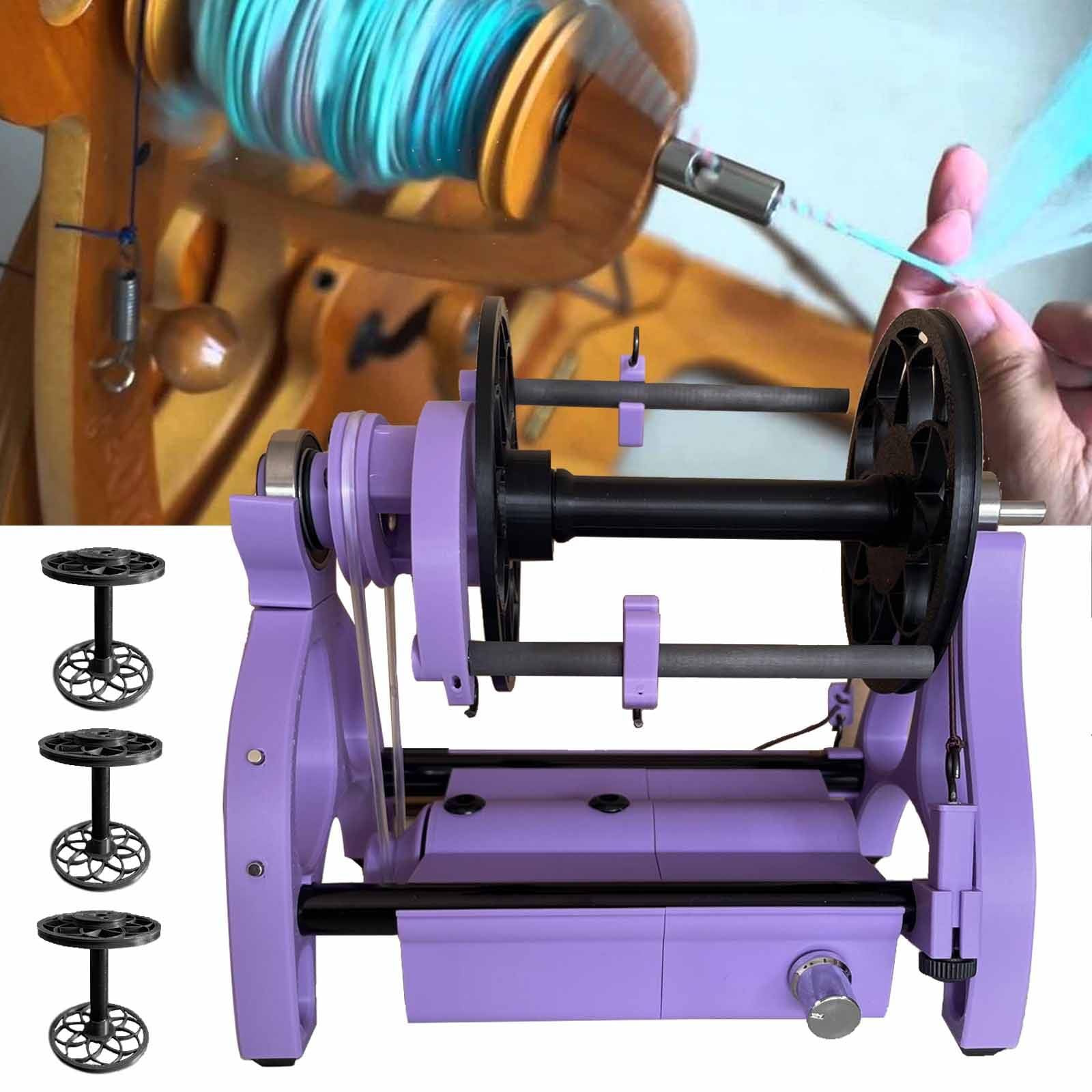 Aredwhiterui Household Electric Spinning Wheel, Mini Wool Spinning Wheel - Forward/Reverse Switching+Max Speed ​​800RPM+Capacity 4oz(120G), for Wool Fibre Twisting, 3 Spools,Purple