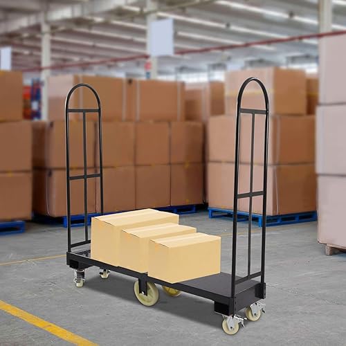 Miniatura 6 de TFCFL U-Boat Plataforma de camión Dolly 64.6 pulgadas de largo x 15.7 pulgadas de alto Q235 de acero Q235 Plataforma resistente con ruedas Carrito