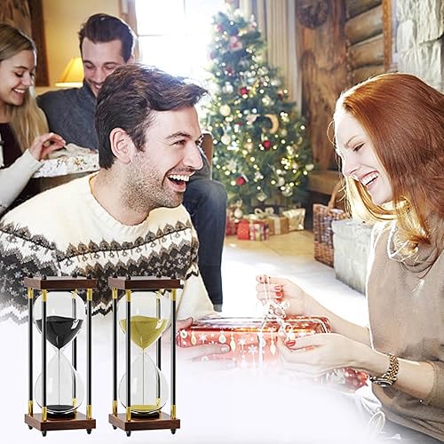 Miniatura 3 de Reloj de arena con temporizador de arena de 60 minutos reloj de arena de madera decorativo grande de 10 pulgadas, reloj de arena para decoración,