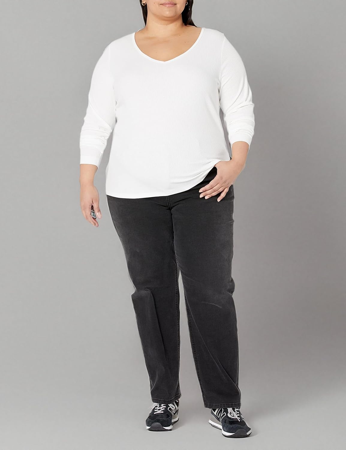 Amazon Essentials Womens Slim-Fit Layering Long Sleeve Knit Rib V-Neck Shirts (Available in Plus Size) - Image 9