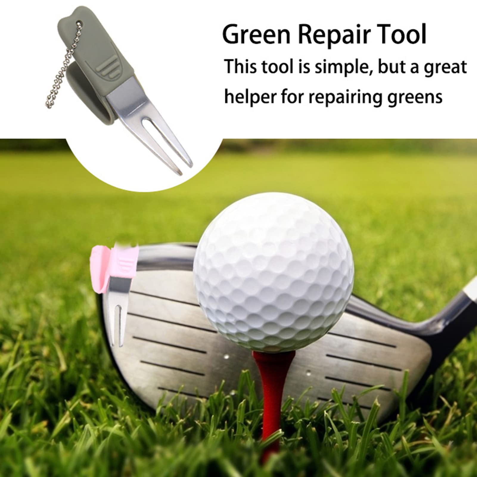 Forcella da Golf Riparazione Divot Fairway Ball Mark Tool Prato Allenamento