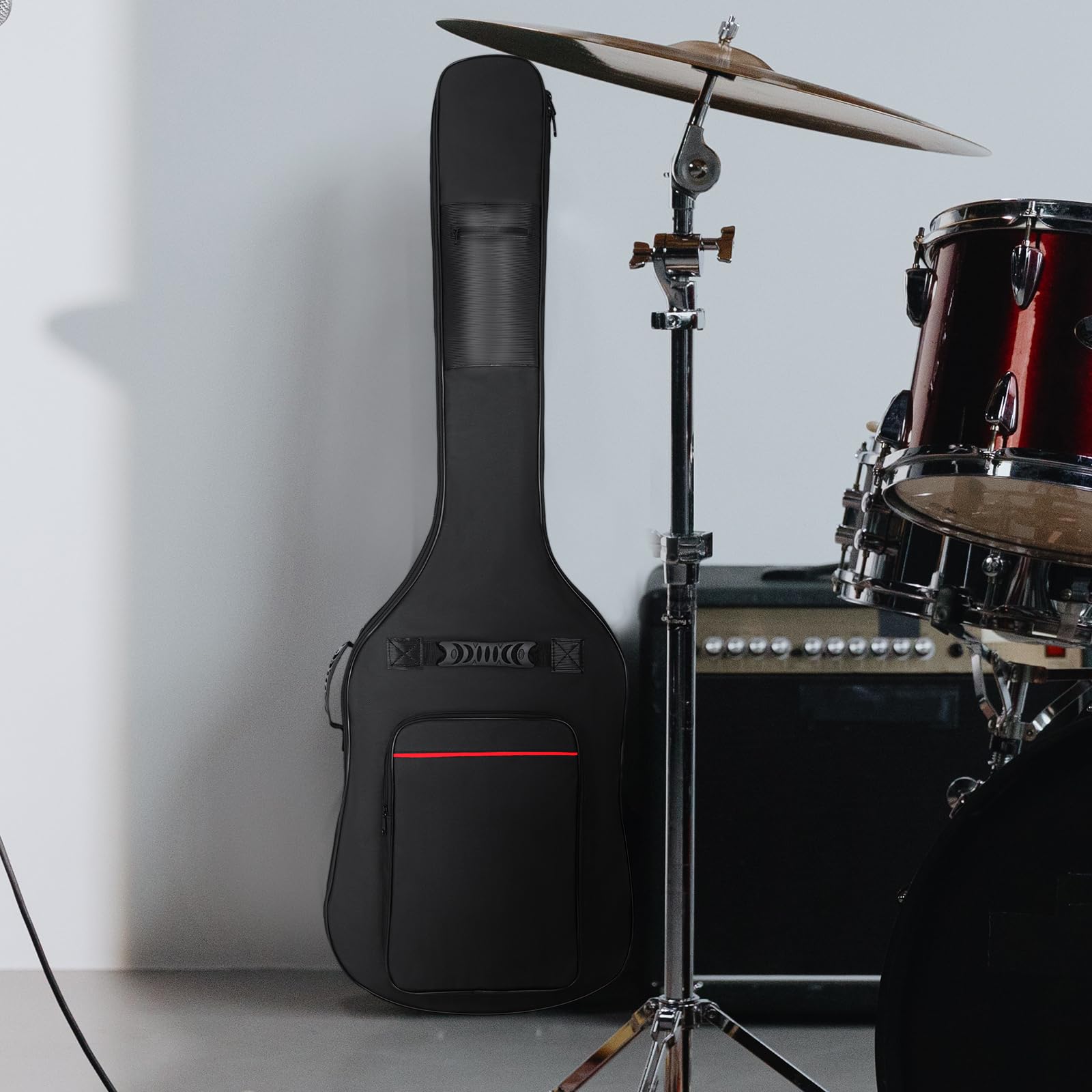 LETSROCK Bassgitarrenkoffer 8 mm Polsterung Bassgitarrentasche wasserdichte E-Bass-Tasche, E-Bass-Gigbag Basskoffer Rucksack mit Nackenriemen und Taschen