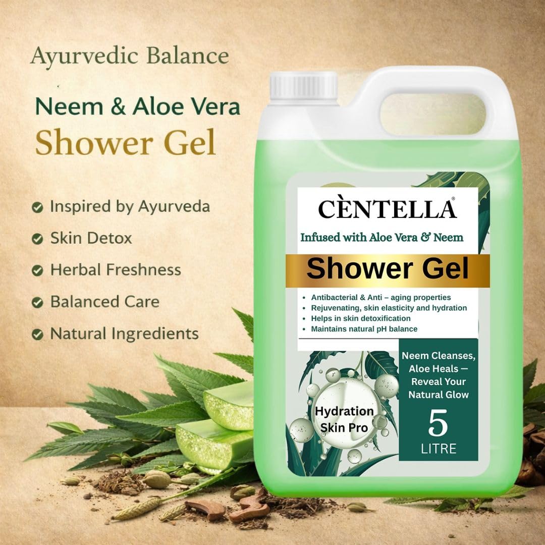 Hair Shampoo | Rich Moisturised Skin & Soft Hair | Body Wash Moisturizing | Antidandruff Shampoo | Gentle Bodywash | Body Wash Combo | Neem & Aloe Vera | Healthy Hair Growth | 5 Litre, Combo Pack 1