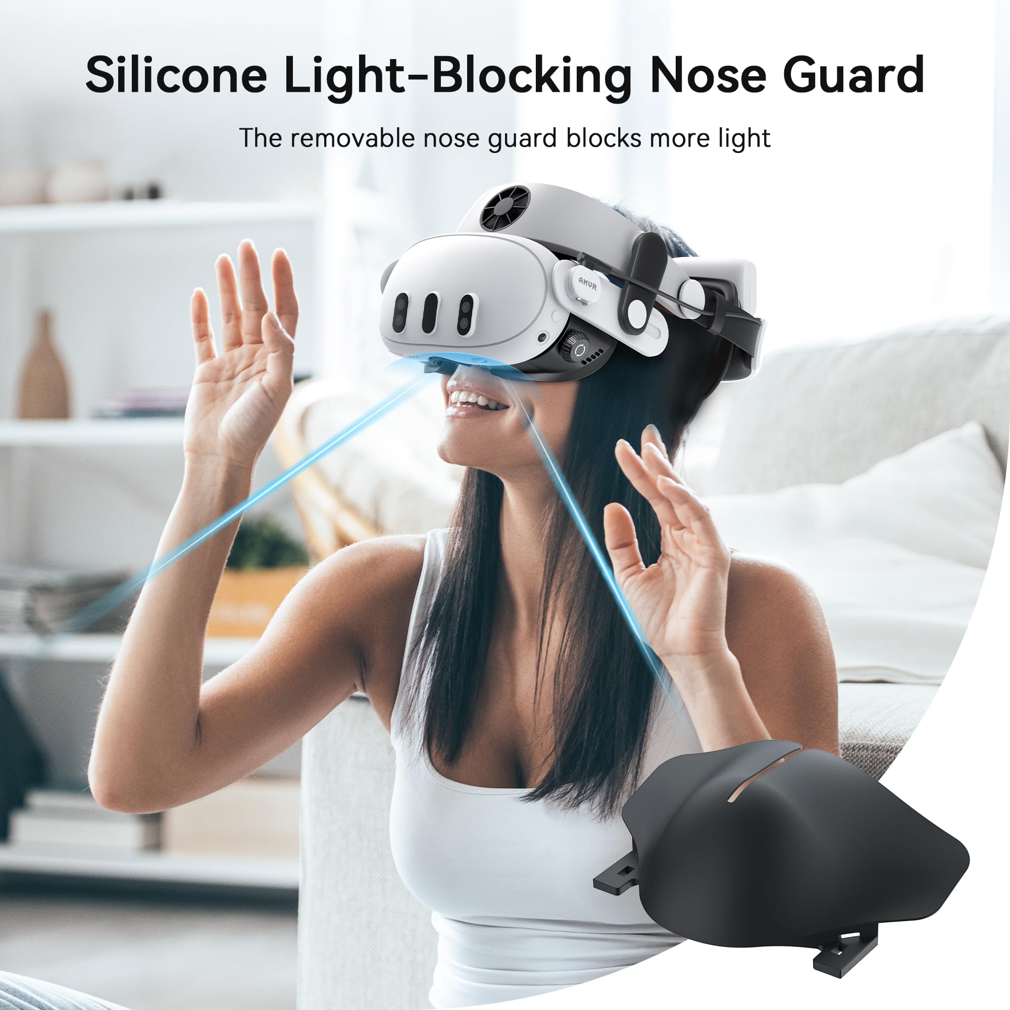 AMVR FC4L Face Cover Pad Facial Interface Compatible with Meta/Oculus Quest 3 Accessories, with Knob Adjustable, NO Compatible with Meta Quest 3S