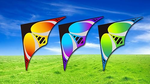 Miniatura 7 de HONBO Cometa Delta grande para niños y adultos, extremadamente fácil de volar para viajes a la playa, línea de cuerda incluida, con cola colorida,