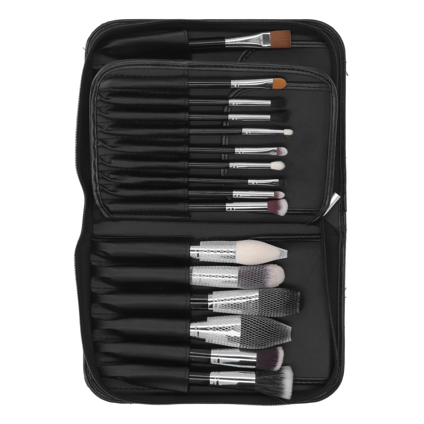 FILFEEL Set di Pennelli per Trucco in Pelo di Capra 29 Pezzi con Manico in Legno e Puntali in Alluminio, Pennelli Cosmetici Professionali in Custodia con Cerniera per il Viaggio