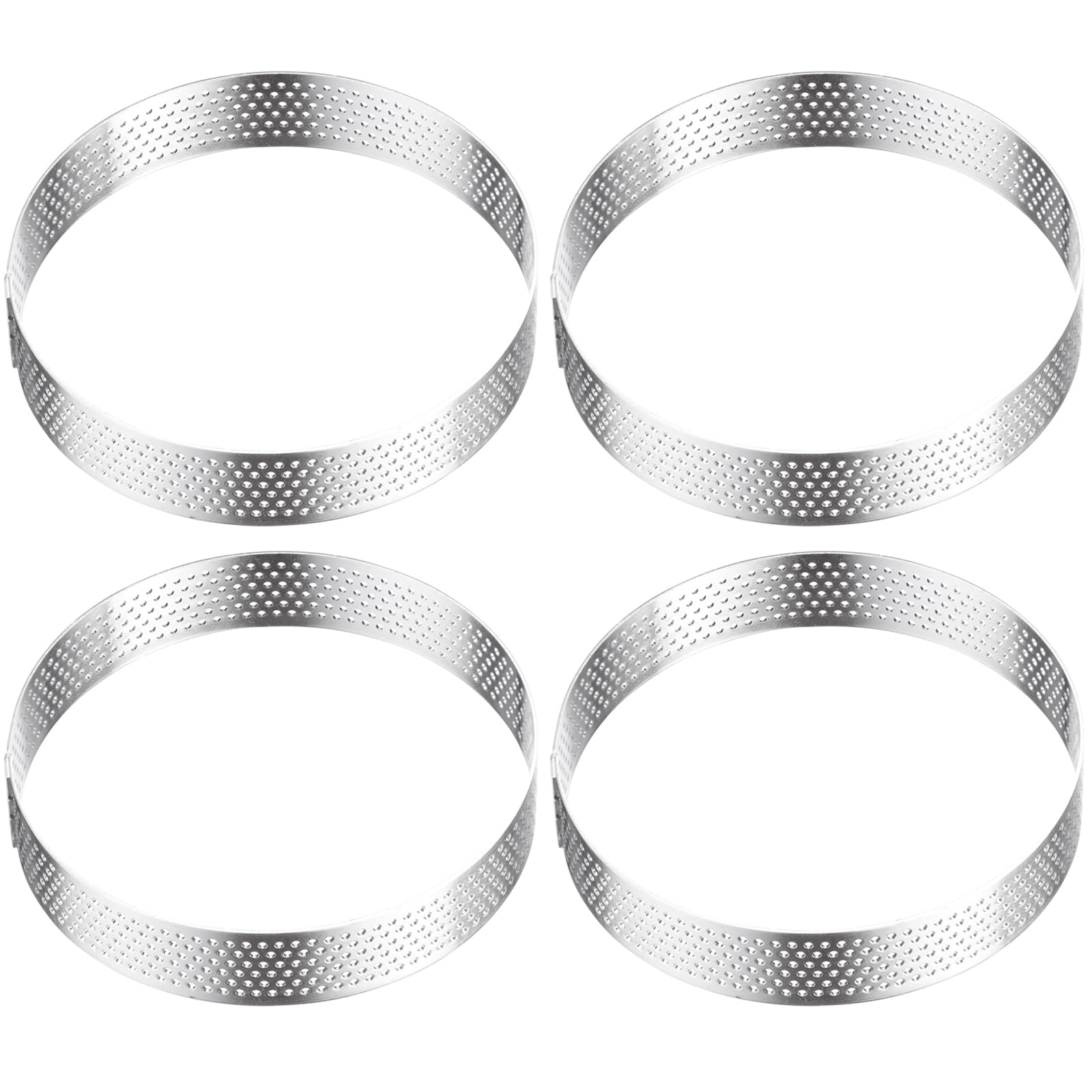 Westmark Silver Tartelette Frames, 4 Pcs – Perfect Tart And Quiche Moulds - Even Baking Results Thanks To Perforation – 4 X Ø 10 Cm