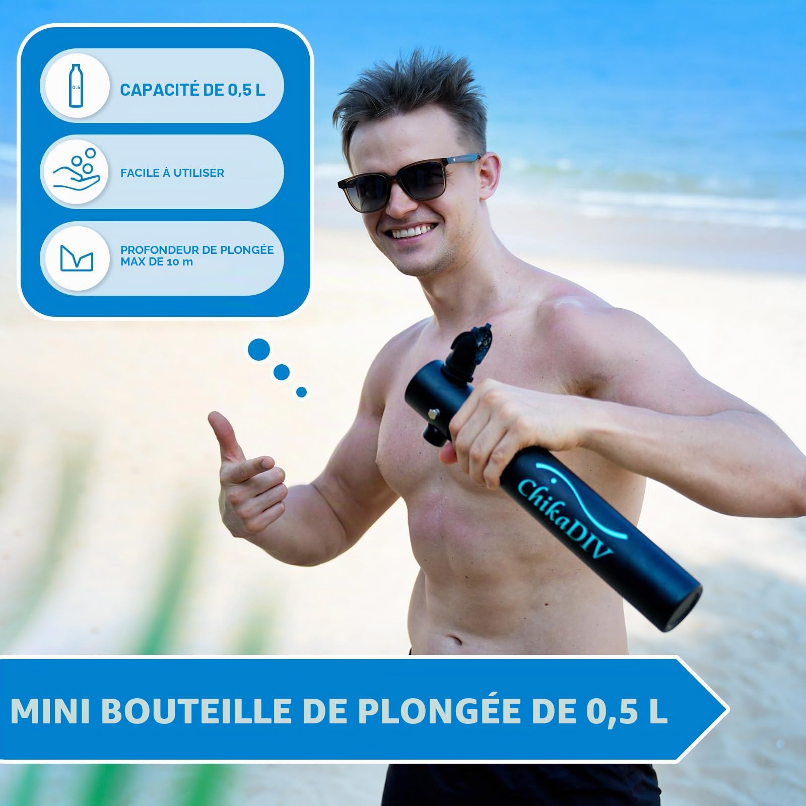 Mini Bouteille de Plongee Petite Bouteille Oxygène Plongee Respirateur Oxygene Plongee sous Marine Equipement Bouteille d'eau Recycleur Plongée