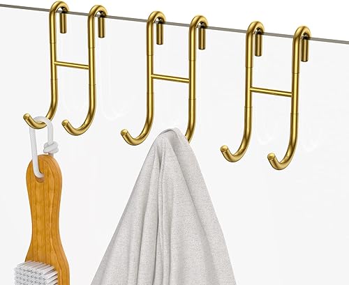 Ganchos para puerta de ducha, paquete de 3 ganchos de puerta de vidrio para ducha, chapados en oro, ganchos de acero inoxidable 304, colgador de disponible en Yaxa Peru