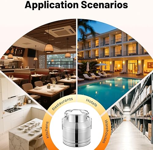 Miniatura 7 de Lata de leche de acero inoxidable de 20 L5 galones, cubo de leche para vino, cubo de leche, cubo de leche, jarra con tapa sellada, resistente (20L5