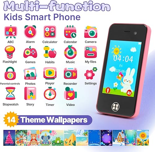 Miniatura 2 de Teléfono inteligente para niños, regalos de cumpleaños de Navidad para niños y niñas, juguetes de teléfono celular con doble cámara reproductor de