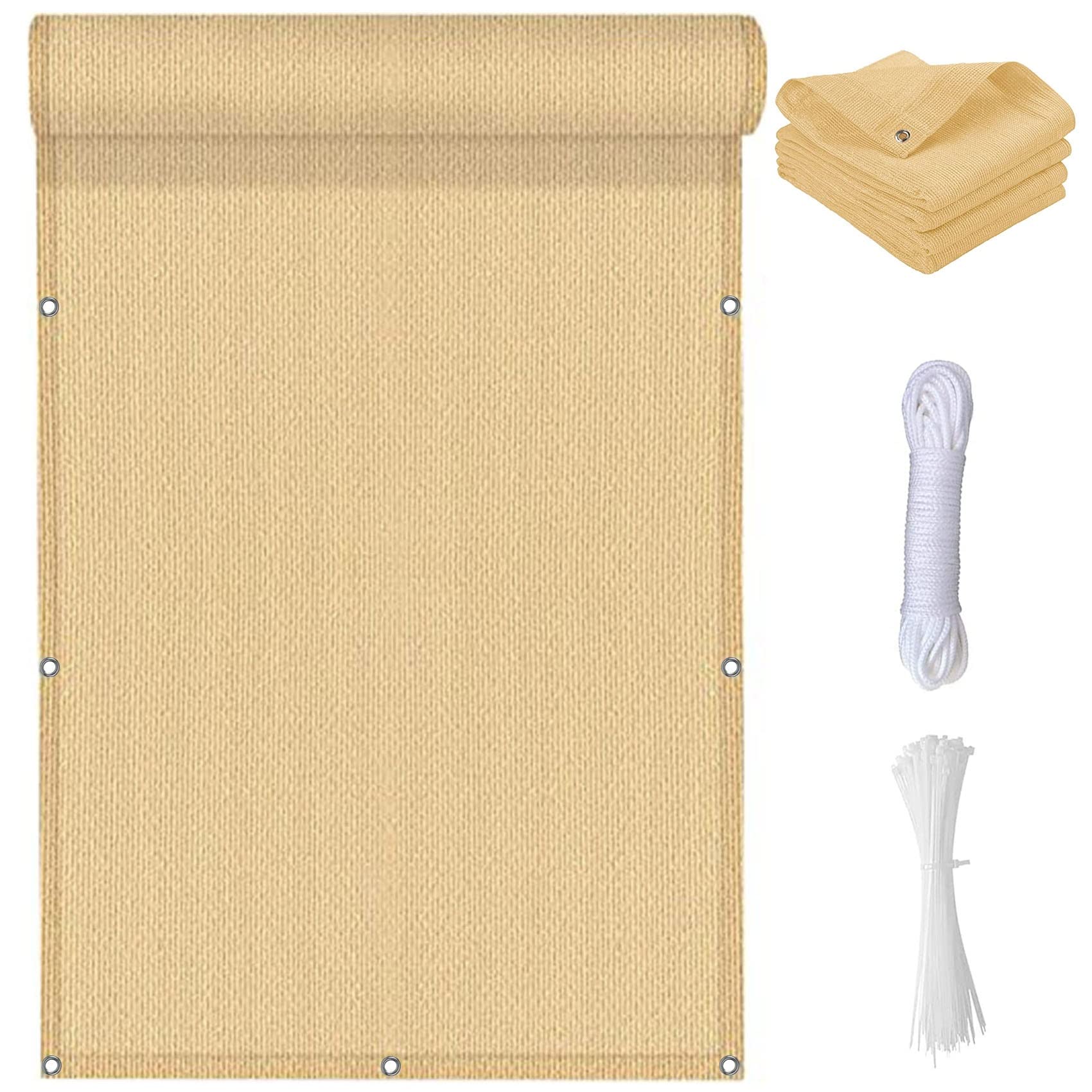 Voile d'ombrage rectangulaire jaune brise-vue filet tissé protection UV
