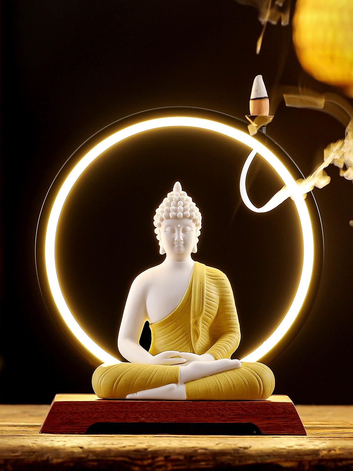 SLIDE Design：Buddha ランプ - 白 Amazon.com: Houlu 8.7 Inch LED Buddha Statue for Indoor Home Decor