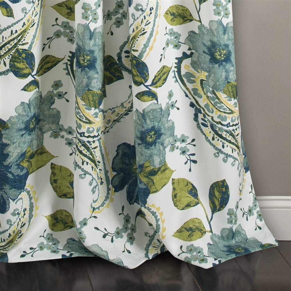 Lush Decor, Blue Floral Paisley Room Darkening Window Curtain Panel Pair, 108" x 52", W 52" x L 108" (2 Panels) - Image 4
