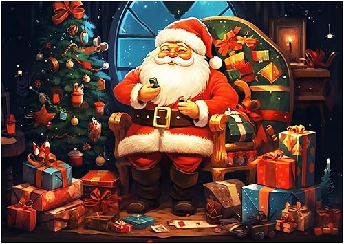 500 Piece Christmas Puzzle for Adults Teens, Christmas Jigsaw Puzzle Santa's Gift House Xmas Holiday Puzzle, Educational Games Family Entertainment