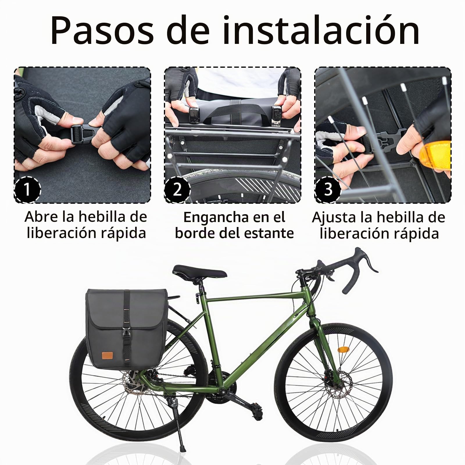 Paquete de 2 Bolsa Bicicleta Cuadro, Alforjas Impermeables, 2X20L Bolsas de Bicicleta, Bolsa de Almacenamiento de Equipaje con Solapa de Gran Capacidad para Carretera Ciclismo Montaña Viajar