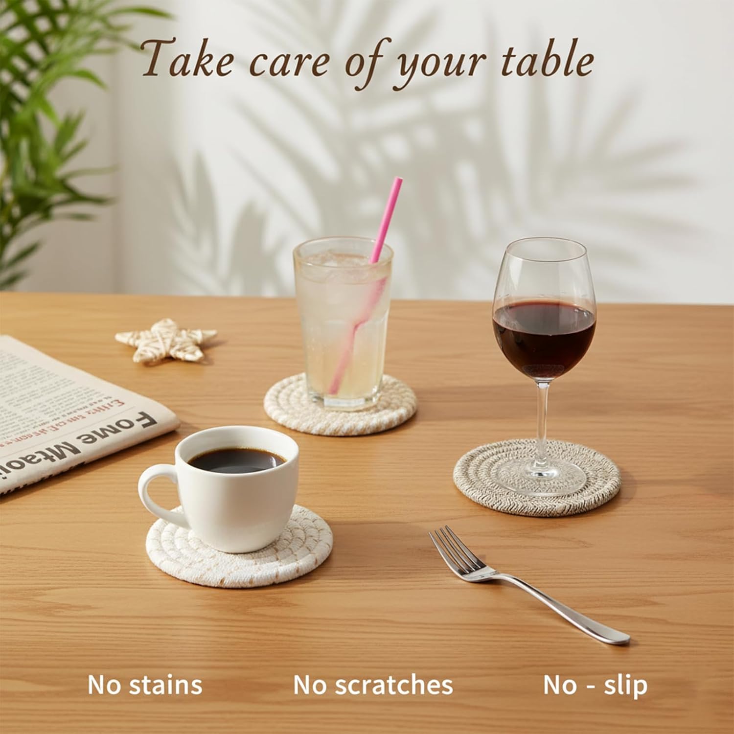 Drink Coasters Set of 8 with Holder – Cotton Woven Absorbent Coasters, 4 Colors for Coffee, Beer, Drinks & Tabletop Protection - Image 3